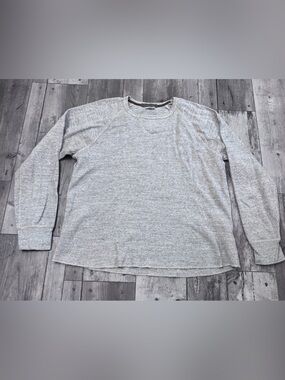 Wallace & Barnes Sweater Men Large Gray Waffle Knit Thermal Crewneck Pullover